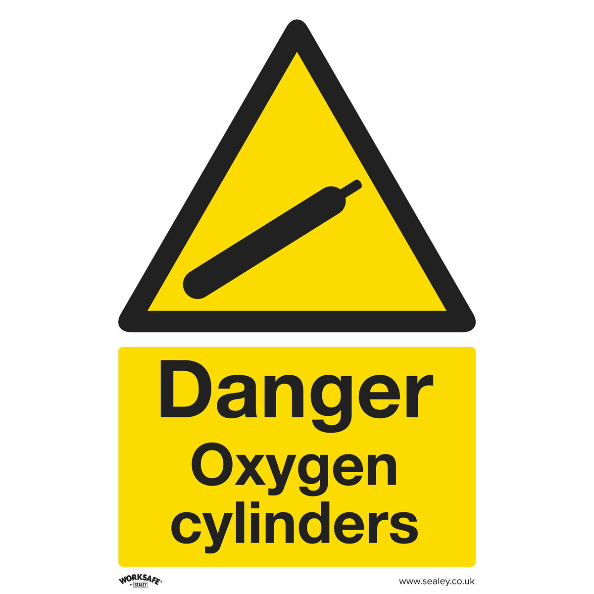 Sealey Danger Oxygen Cylinders - Warning Safety Sign - Self-Adhesive Vinyl