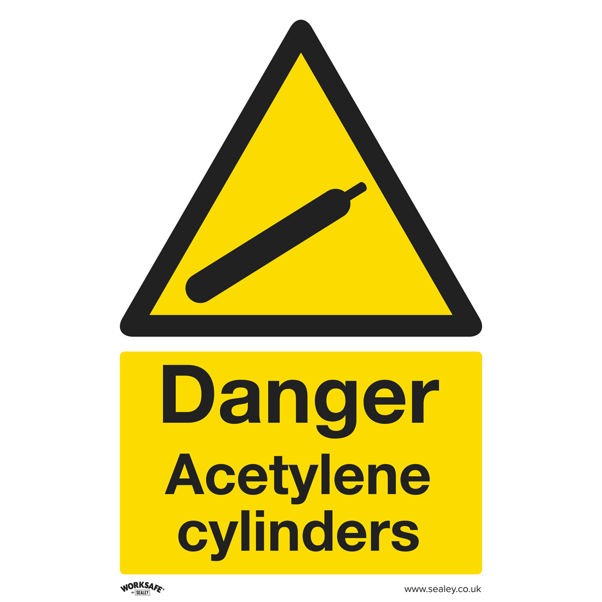 Sealey Warning Safety Sign - Danger Acetylene Cylinders - Rigid Plastic - Pack of 10