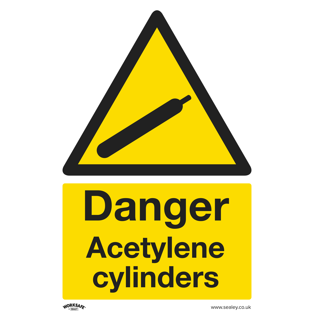 Sealey Warning Safety Sign - Danger Acetylene Cylinders - Rigid Plastic