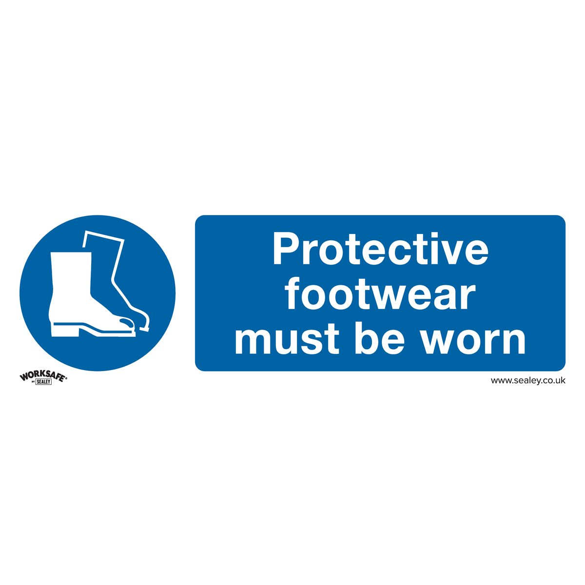 Sealey Mandatory Safety Sign - Protective Footwear Must Be Worn - Rigid Plastic - Pack of 10