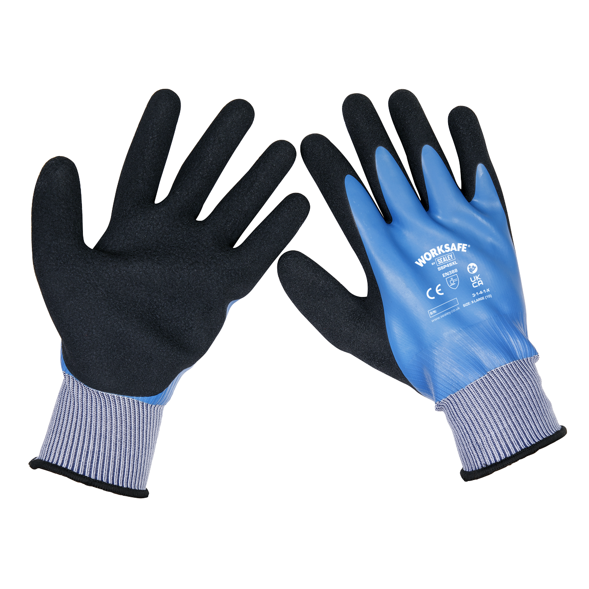 Sealey Waterproof Latex Gloves X-Large Pair