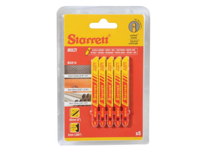 Starrett BU214-5 Multi Purpose Jig Saw Blades Pack of 5