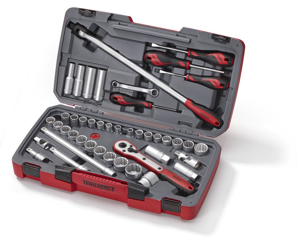 Teng Tools MECCA PRO 1/2" Socket & Tool Set mm/AF 44 Pieces