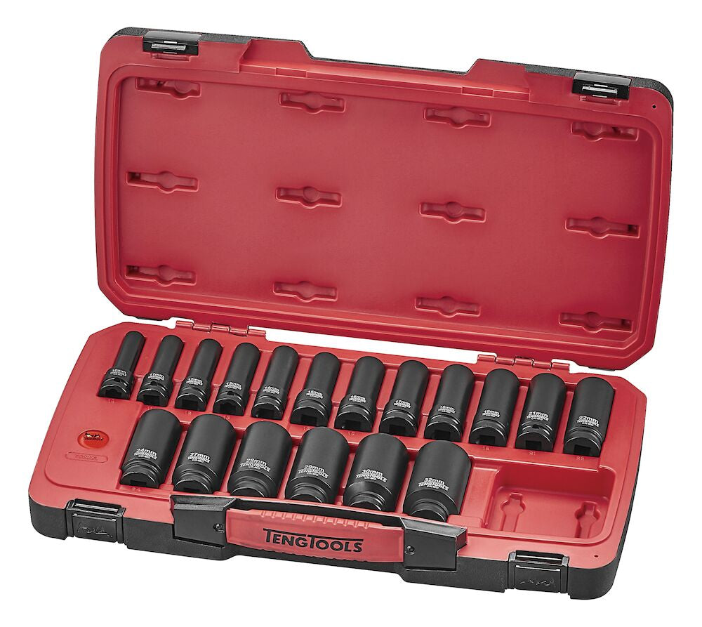 Teng Tools MECCA PRO 1/2" Deep Impact Socket Set DIN 22 Pieces