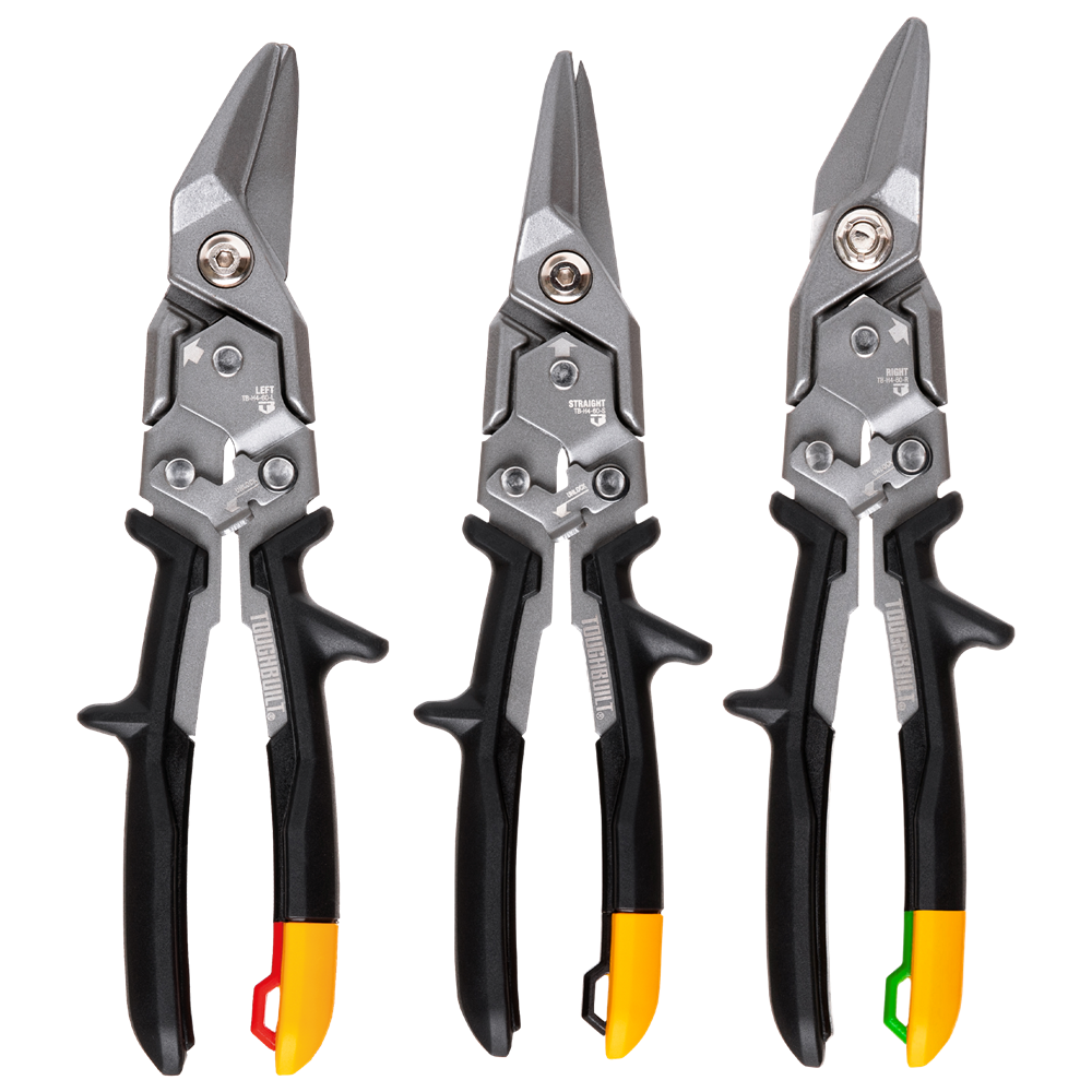 Toughbuilt 3pc Aviation Tin Snip Set (Left, Right & Straight Cut)