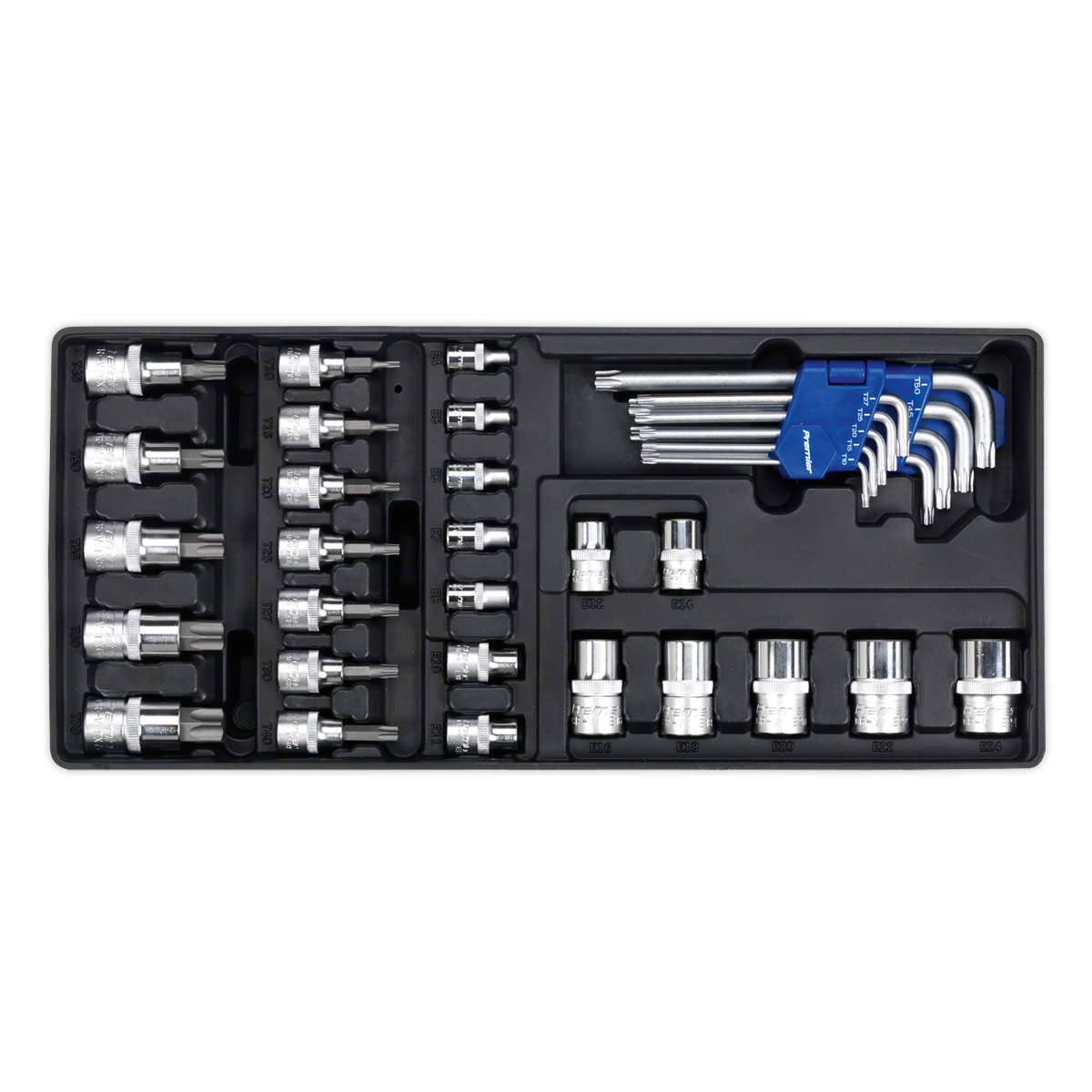 Sealey Tool Tray with TRX-Star* Key, Socket Bit & Socket Set 35pc