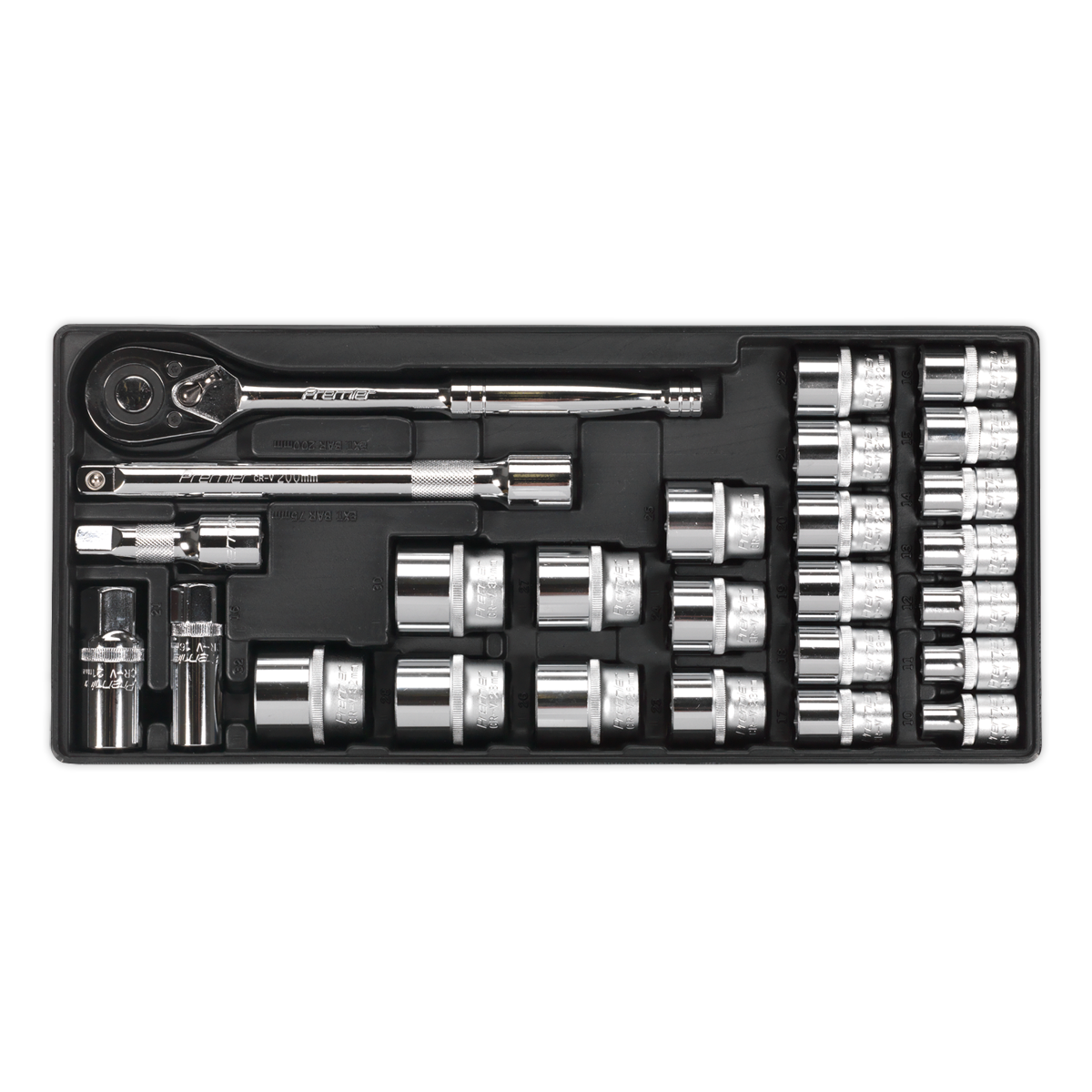 Sealey Tool Tray with Socket Set 26pc 1/2"Sq Drive TBT21