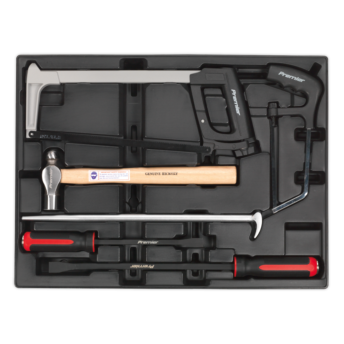 Sealey Tool Tray with Pry Bar, Hammer & Hacksaw Set 6pc
