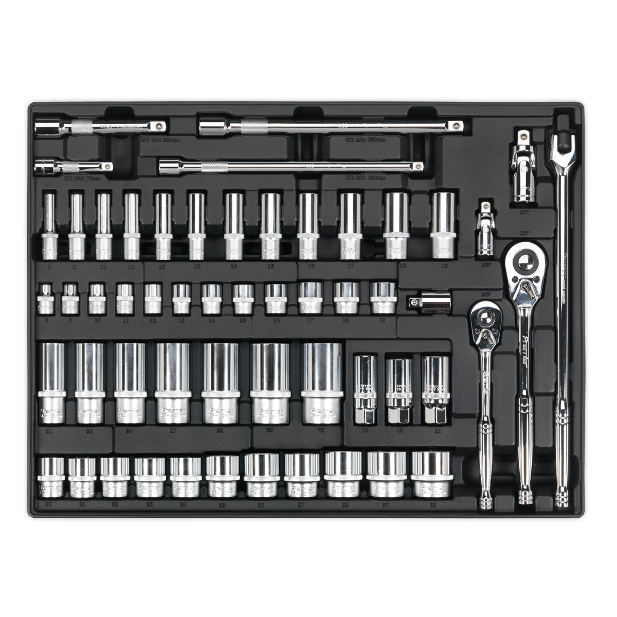 Sealey Tool Tray with Socket Set 55pc 3/8" & 1/2"Sq Drive