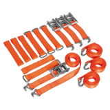 Sealey Car Transporter Ratchet Strap Alloy/Steel Wheel Kit 4pc 50mm x 3m 4500kg Breaking Strength