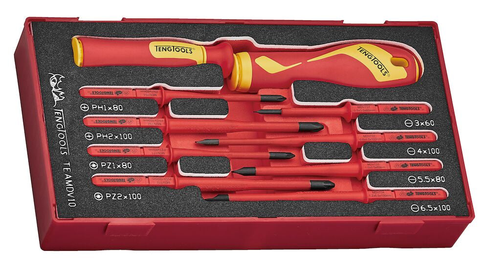 Teng Tools Insulated Interchangeable Blade Set FOAM1 10 Pieces