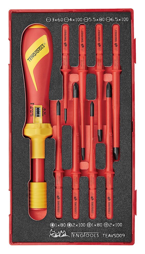 Teng Tools Insulated Torque Screwdriver Set FOAM1 9 Pieces