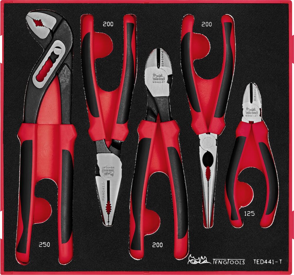 Teng Tools Plier Set TPR Grip FOAM2 5 Pieces