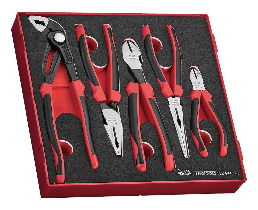 Teng Tools Plier Set TPR Grip Q FOAM2 5 Pieces