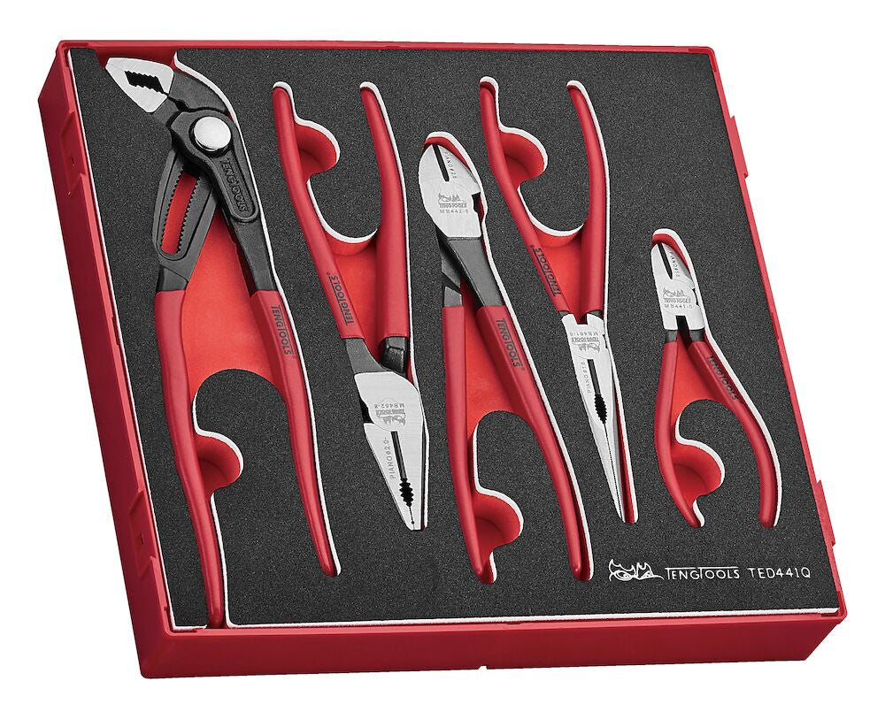 Teng Tools Plier Set Vinyl Grip Q FOAM2 5 Pieces