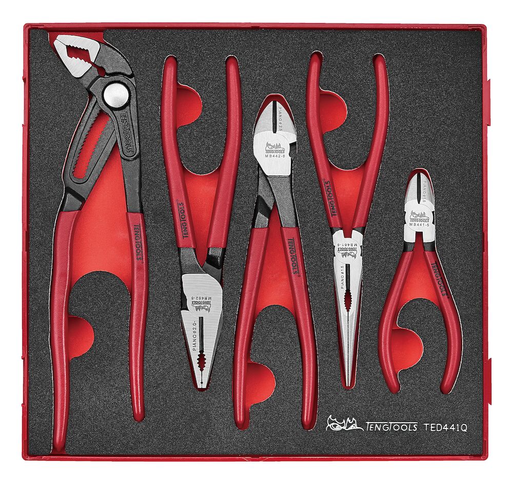 Teng Tools Plier Set Vinyl Grip Q FOAM2 5 Pieces