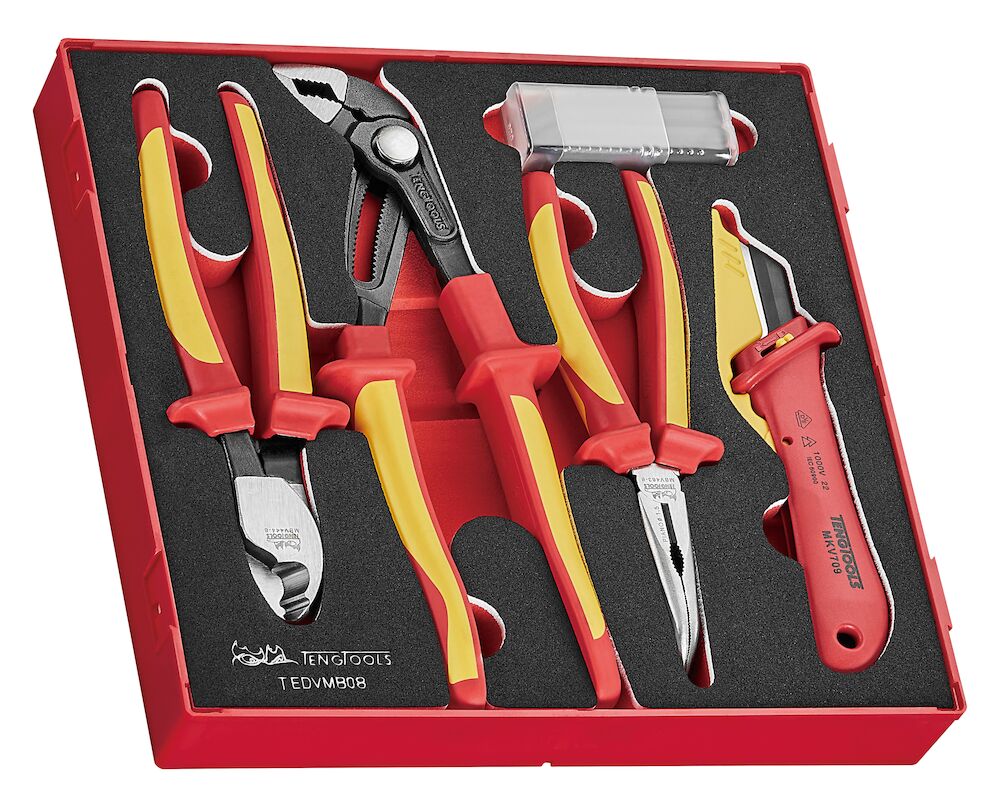 Teng Tools Insulated Plier & Knife Set FOAM2 8 Pieces