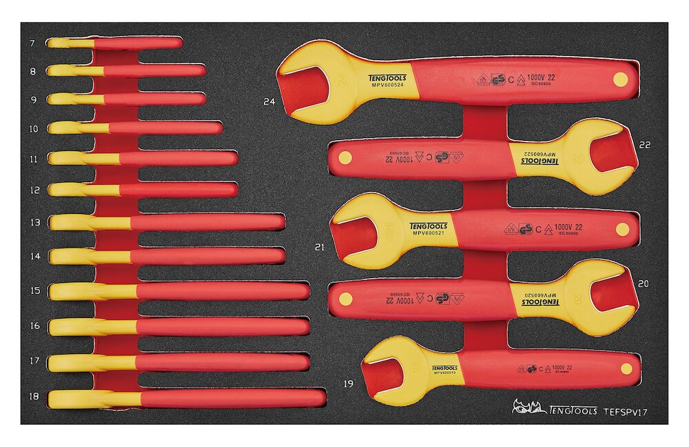 Teng Tools Insulated Spanner Set FOAM3 17 Pieces