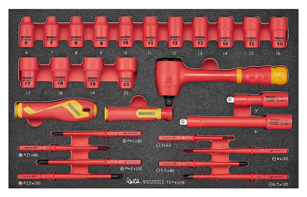 Teng Tools Insulated Socket & Screwdriver Set FOAM3 28 Pieces