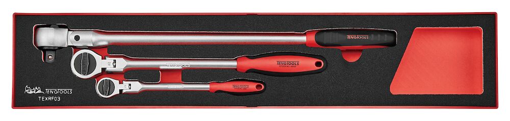 Teng Tools Long Arm Ratchet Flex Head Set FOAMX4 3 pieces