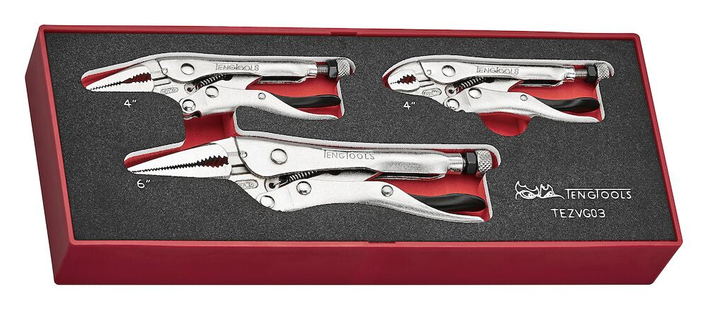 Teng Tools Power Grip Plier Set FOAMX2 3 Pieces