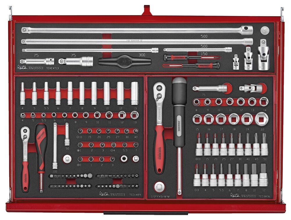 Teng Tools 26" PRO35 stack FOAM tool kit 418 pieces red