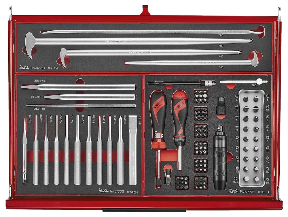 Teng Tools 26" PRO35 stack FOAM tool kit 418 pieces red