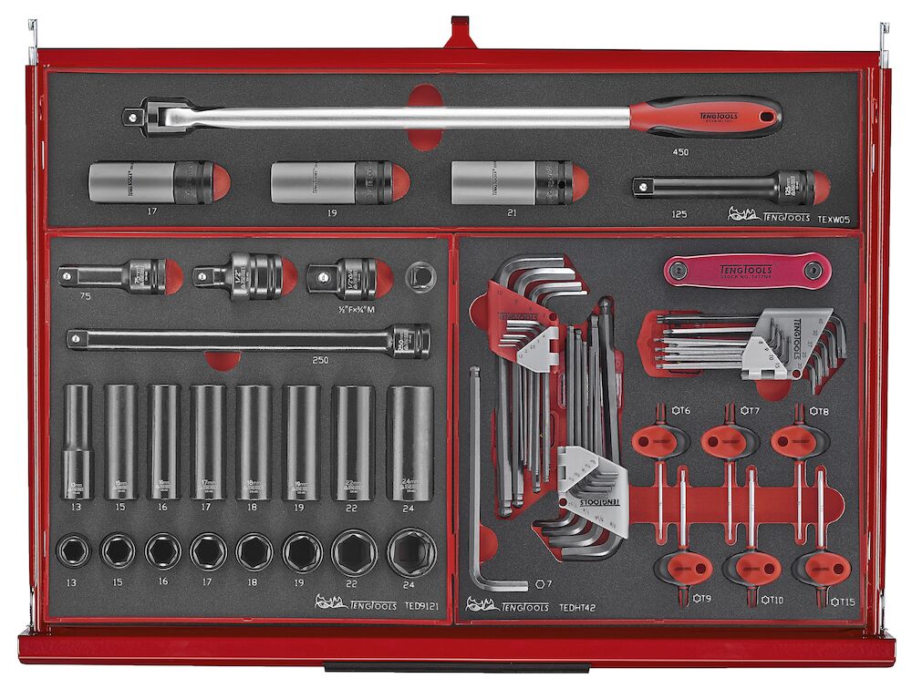 Teng Tools 26" PRO35 stack FOAM tool kit 418 pieces red