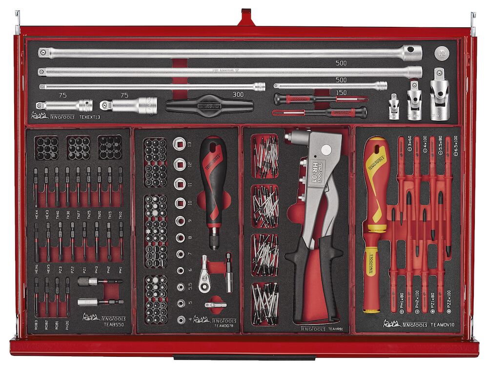 Teng Tools 53" PRO35 Monster stack FOAM tool kit 1133 pieces red