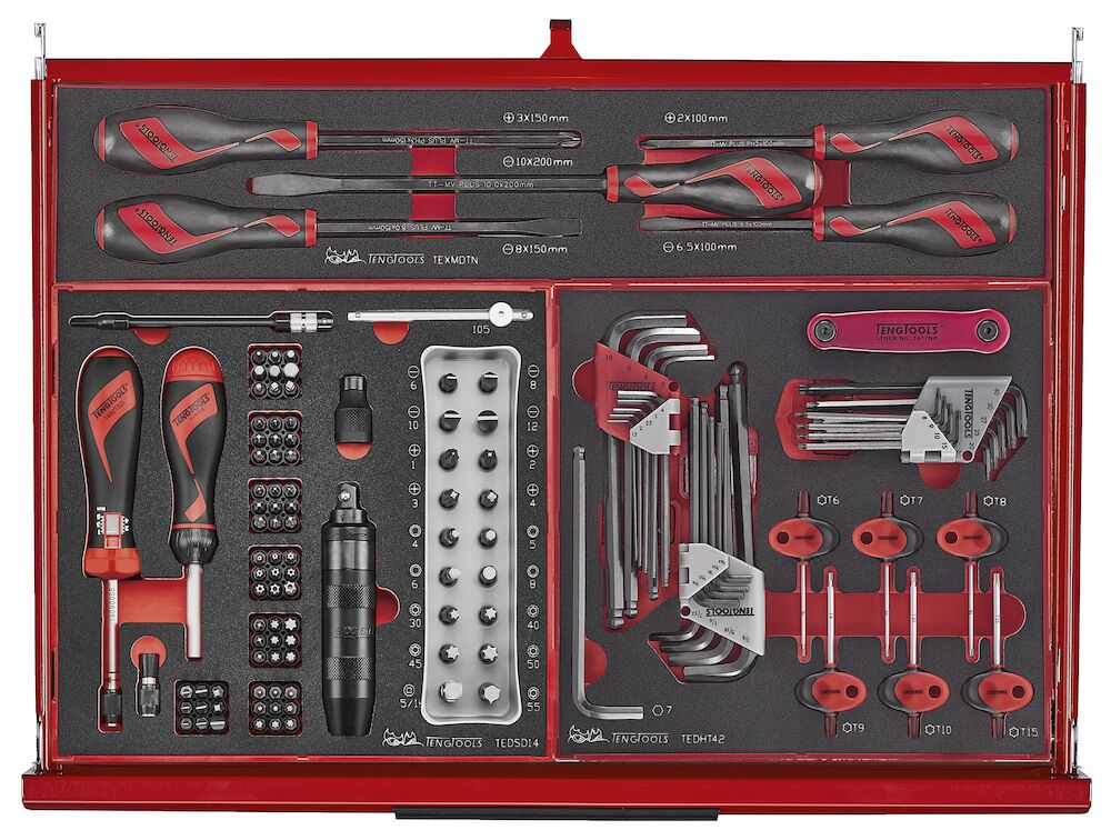 Teng Tools 53" PRO35 Monster stack FOAM tool kit 1133 pieces red