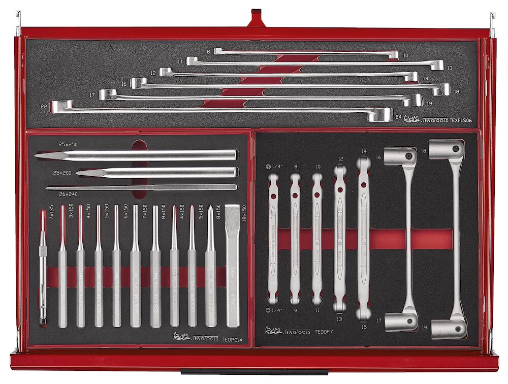 Teng Tools 53" PRO35 Monster stack FOAM tool kit 1133 pieces red