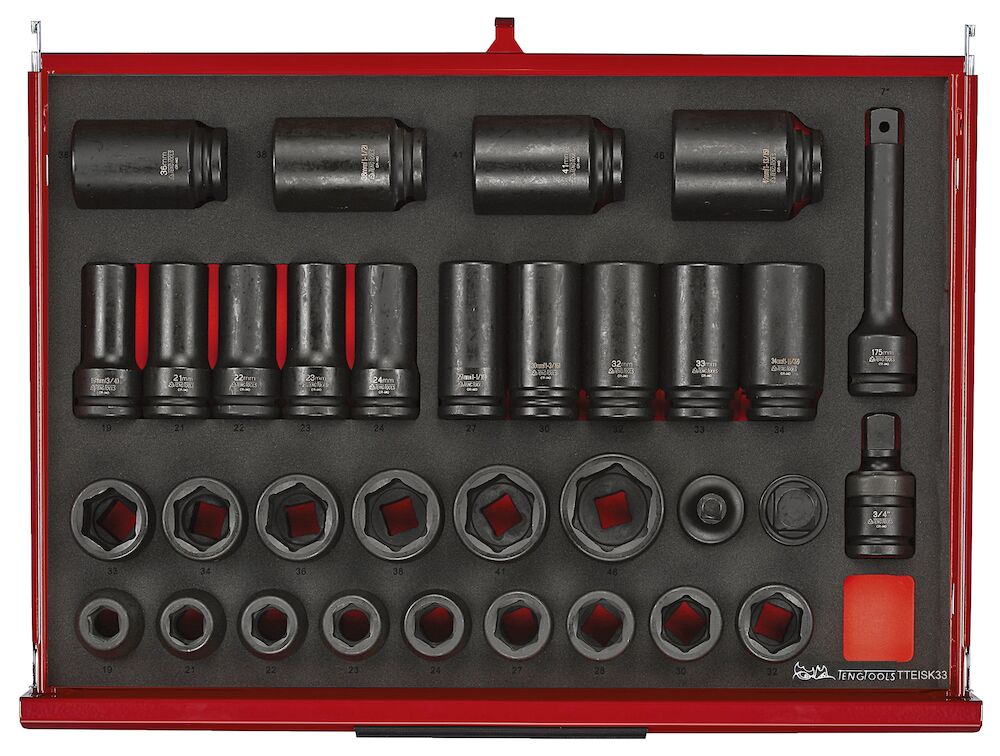 Teng Tools 53" PRO35 Monster stack FOAM tool kit 1133 pieces red