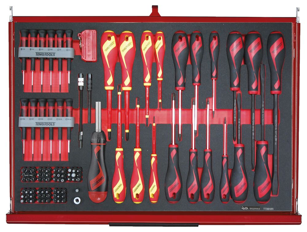 Teng Tools 26" PRO35 roller cabinet FOAM tool kit 335 pieces red