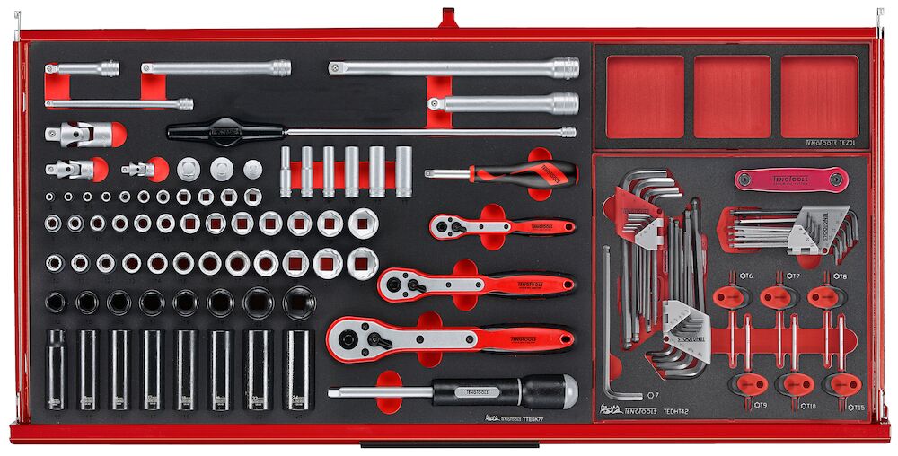 Teng Tools 37" PRO35 roller cabinet FOAM tool kit 637 pieces red