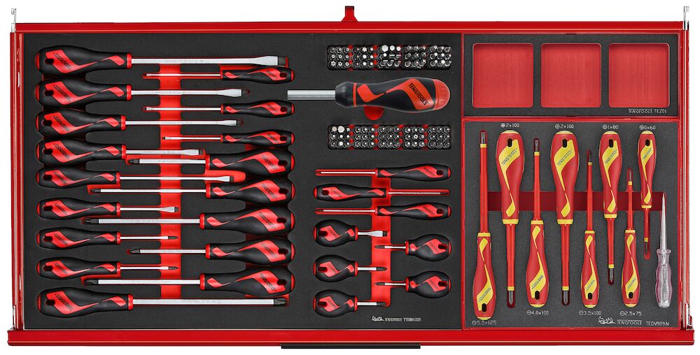 Teng Tools 37" PRO35 roller cabinet FOAM tool kit 637 pieces red