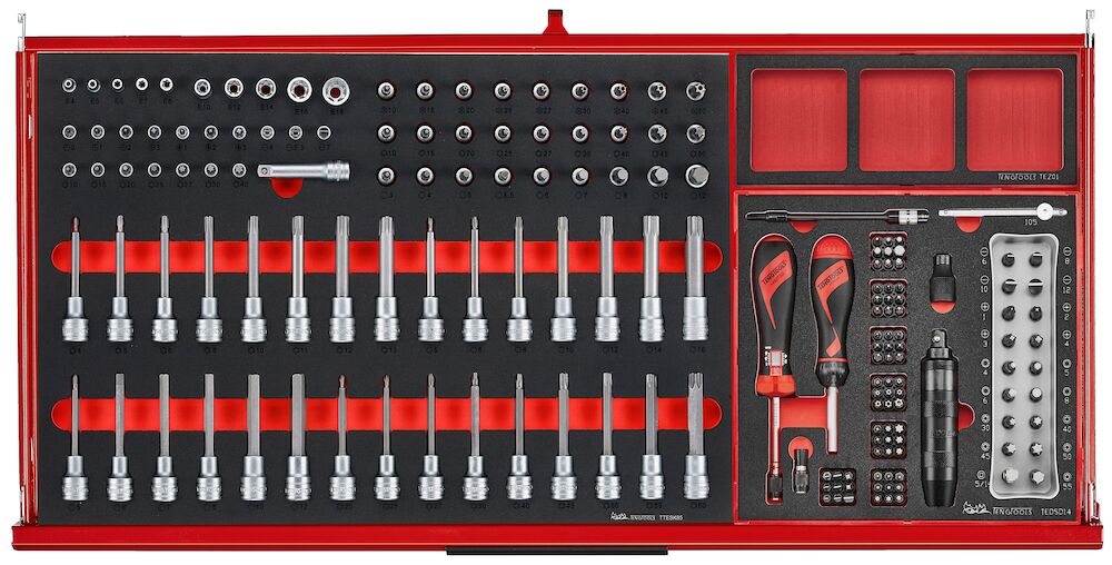 Teng Tools 37" PRO35 roller cabinet FOAM tool kit 637 pieces red