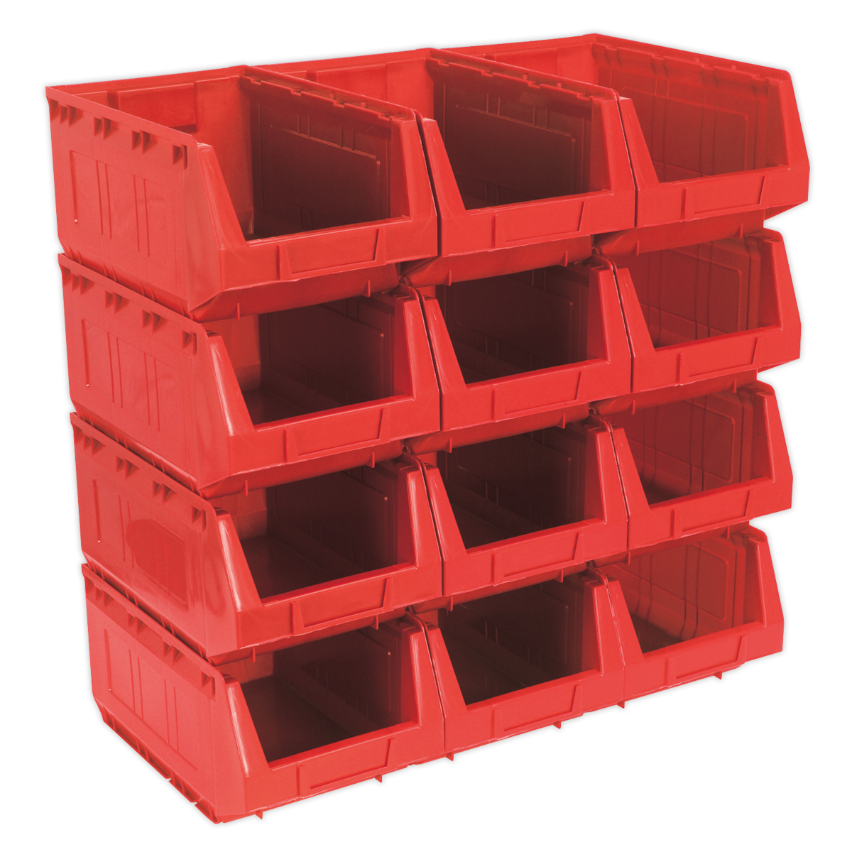 Sealey Plastic Storage Bin 210 x 355 x 165mm - Red Pack of 12