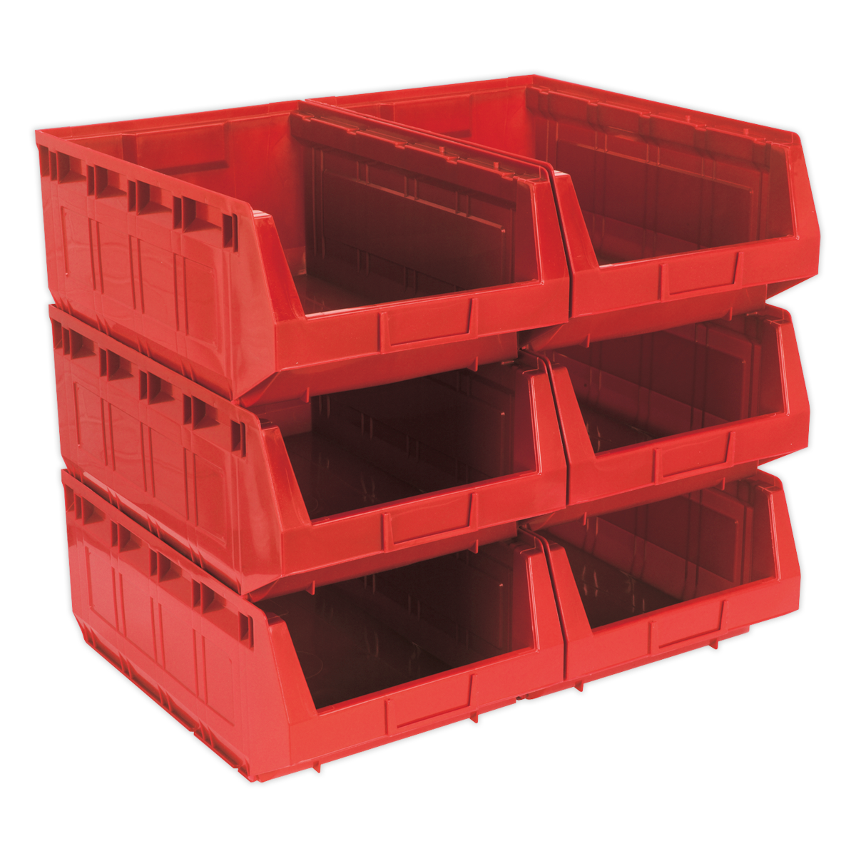 Sealey Plastic Storage Bin 310 x 500 x 190mm - Red Pack of 6