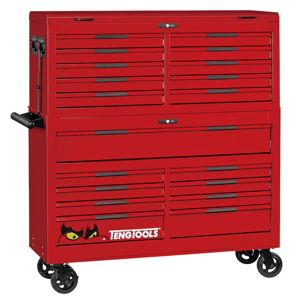 Teng Tools 53" PRO35 stack tool storage 19 drawers red