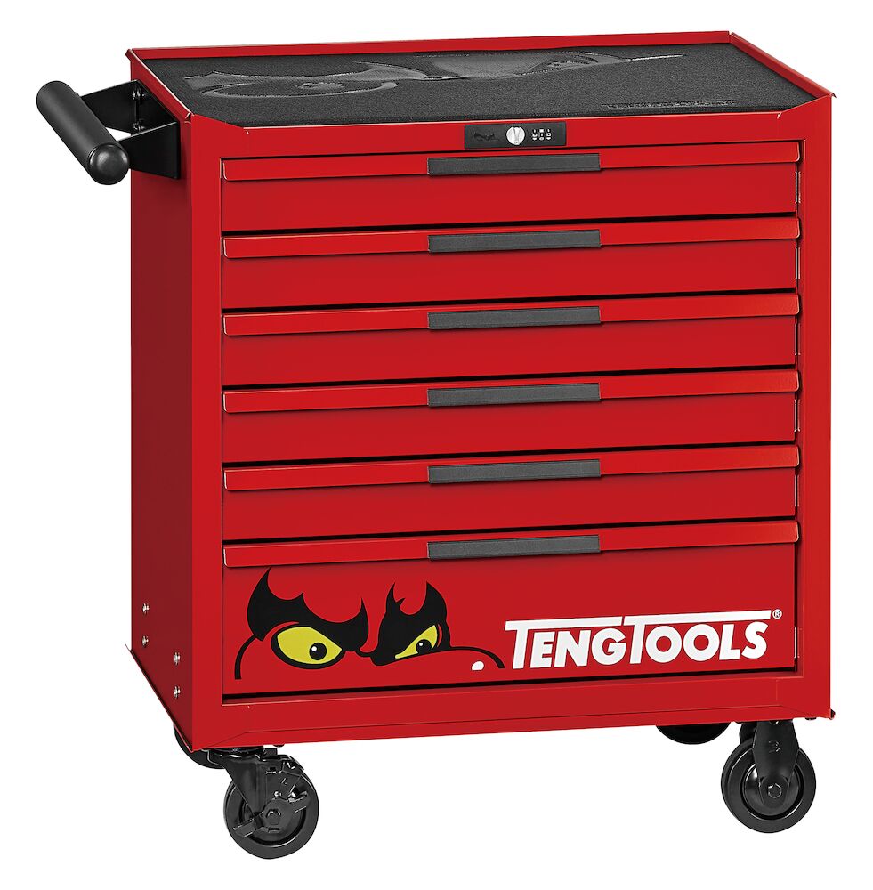 Teng Tools 26" PRO35 low roller cabinet 6 drawers red