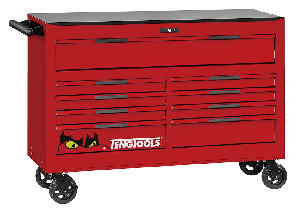 Teng Tools 53" PRO35 roller cabinet 9 drawers red