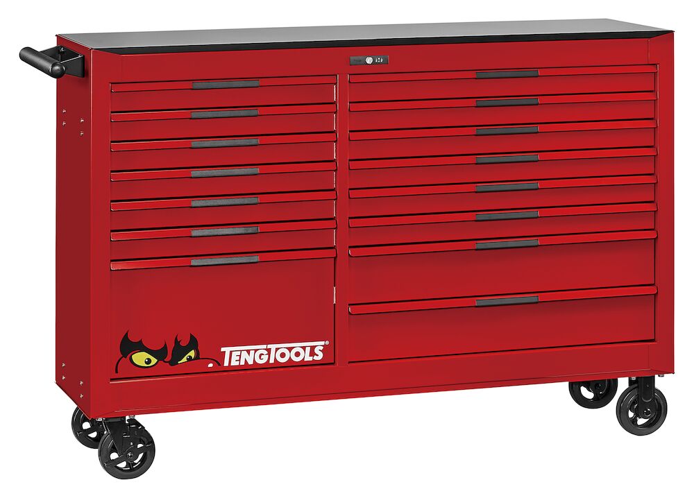 Teng Tools 64" PRO35 roller cabinet 15 drawers red