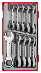 Teng Tools Stubby Ratcheting Combination Spanner Set TT1 10 Pieces