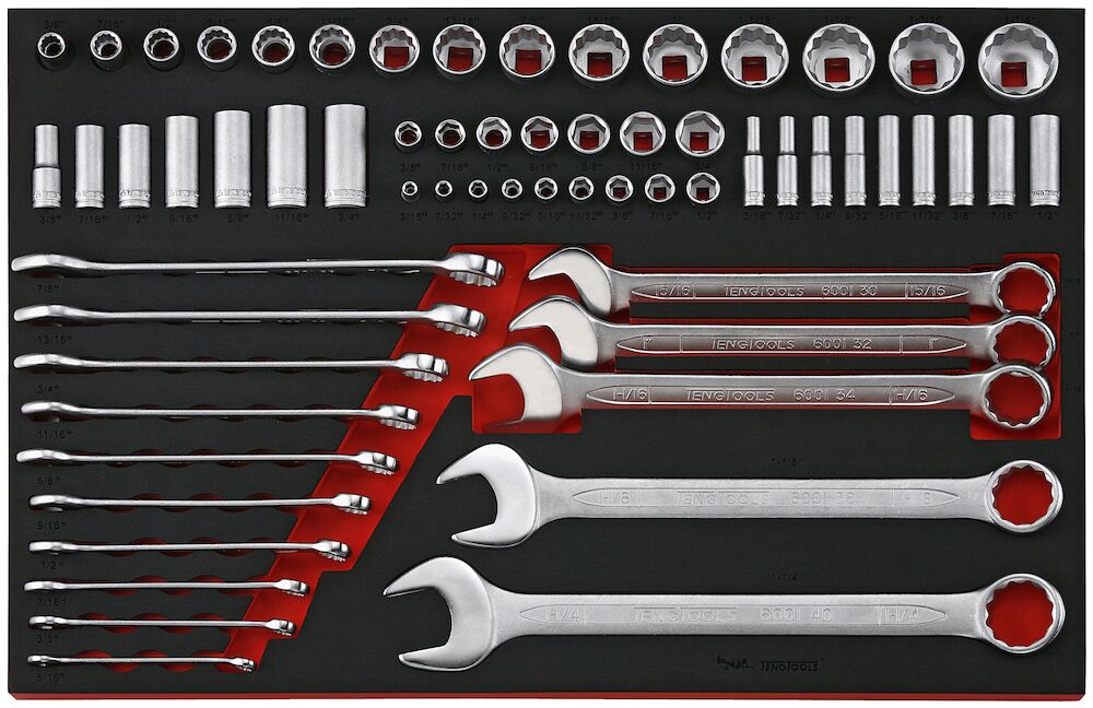 Teng Tools Socket & Combination Spanner Set AF FOAM4X4 62 Pieces