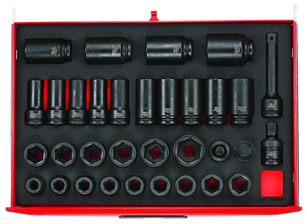 Teng Tools 3/4" Impact Socket Set DIN FOAM4X4 33 Pieces