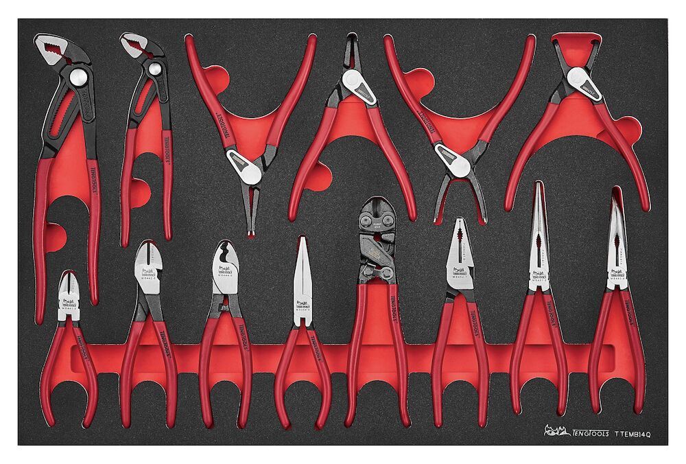 Teng Tools Plier Set Vinyl Grip Q FOAM4X4 14 Pieces