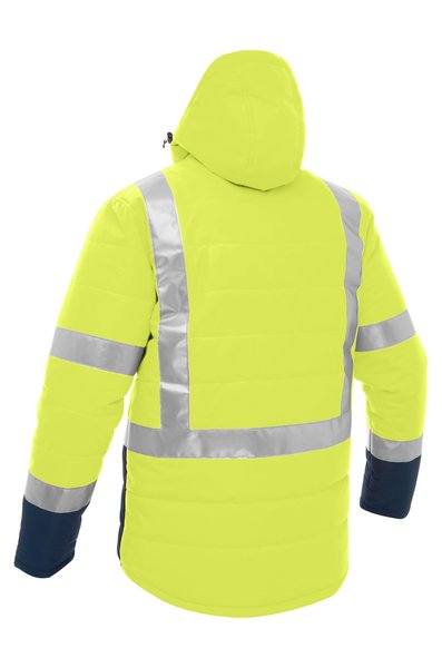 Bisley Taped Two Tone Hi-Vis Puffer Jacket #colour_yellow-navy