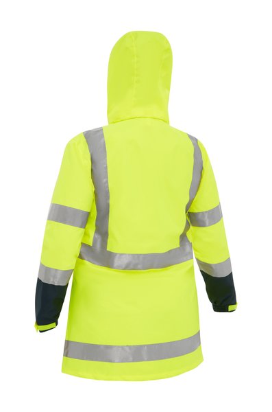 Bisley Womens Taped Hi-Vis Rain Shell Jacket #colour_yellow-navy