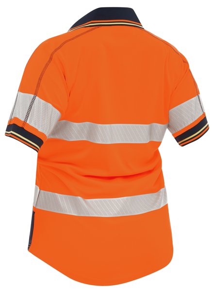 Bisley Womens Taped Two Tone Hi-Vis Polo Shirt S/Sleeve #colour_orange-navy
