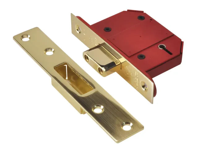 UNION StrongBOLT 2100S BS 5 Lever Mortice Deadlock 68mm 2.5in Satin Brass Box